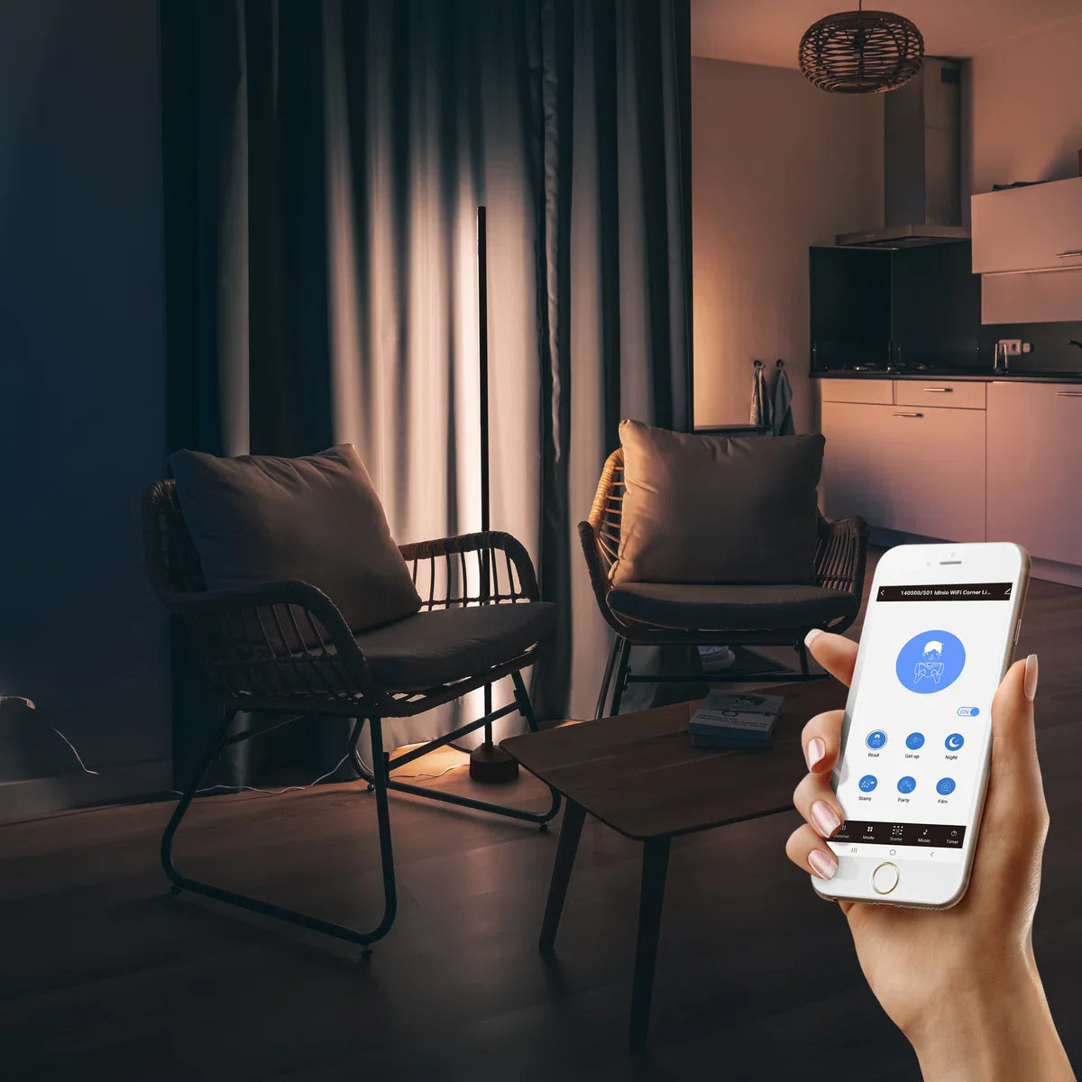 Smart Vloerlamp Zwart - Full Colour - Dimbaar & Bedienbaar met App - 138cm