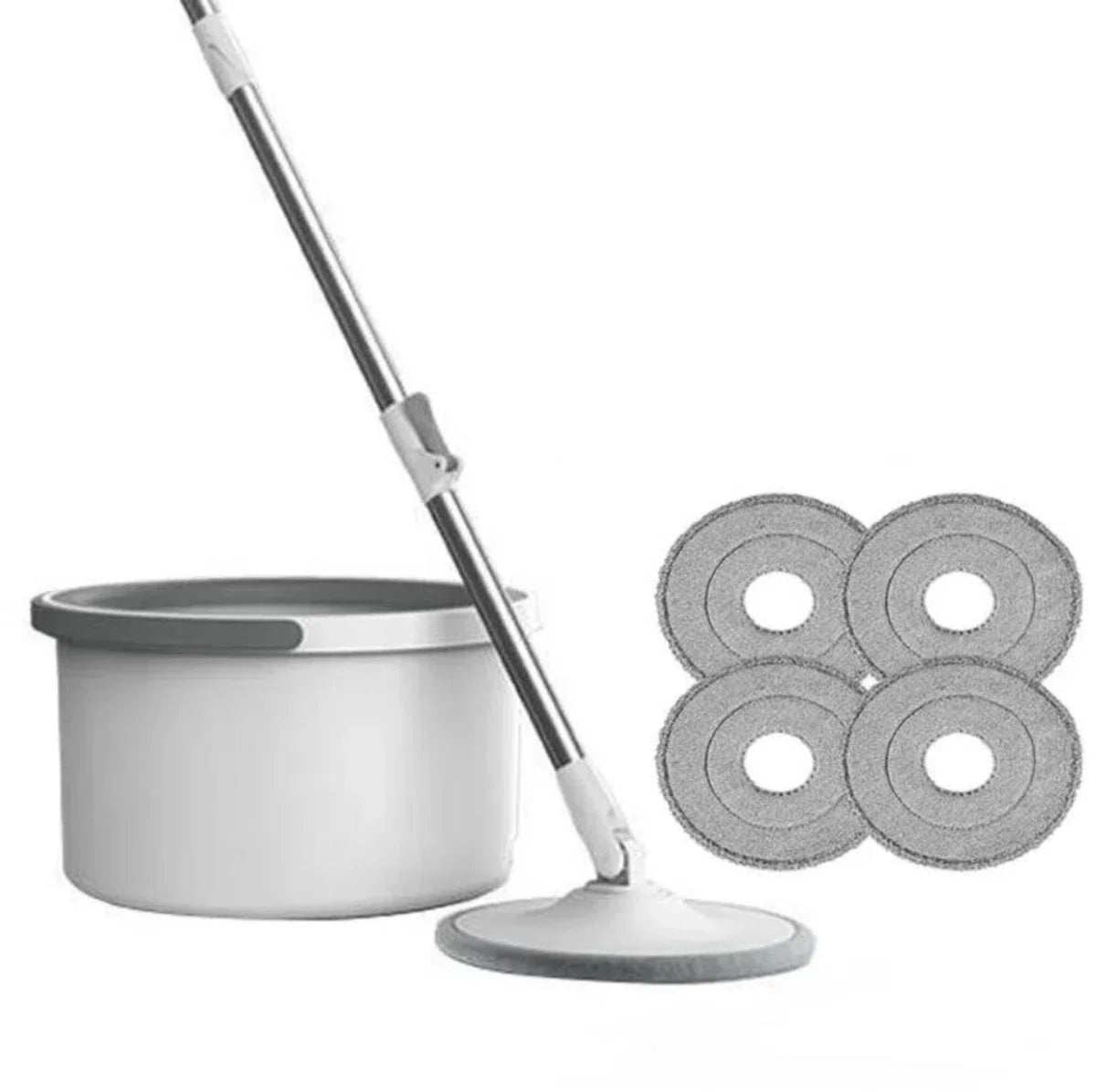 Dweil - 2-IN-1 - Dweil En Emmer - Uitschuifbare Mop - Dweilsysteem - Dweilset & Vloerwissers - Inclusief 4 Dweildoeken Set - Grijs