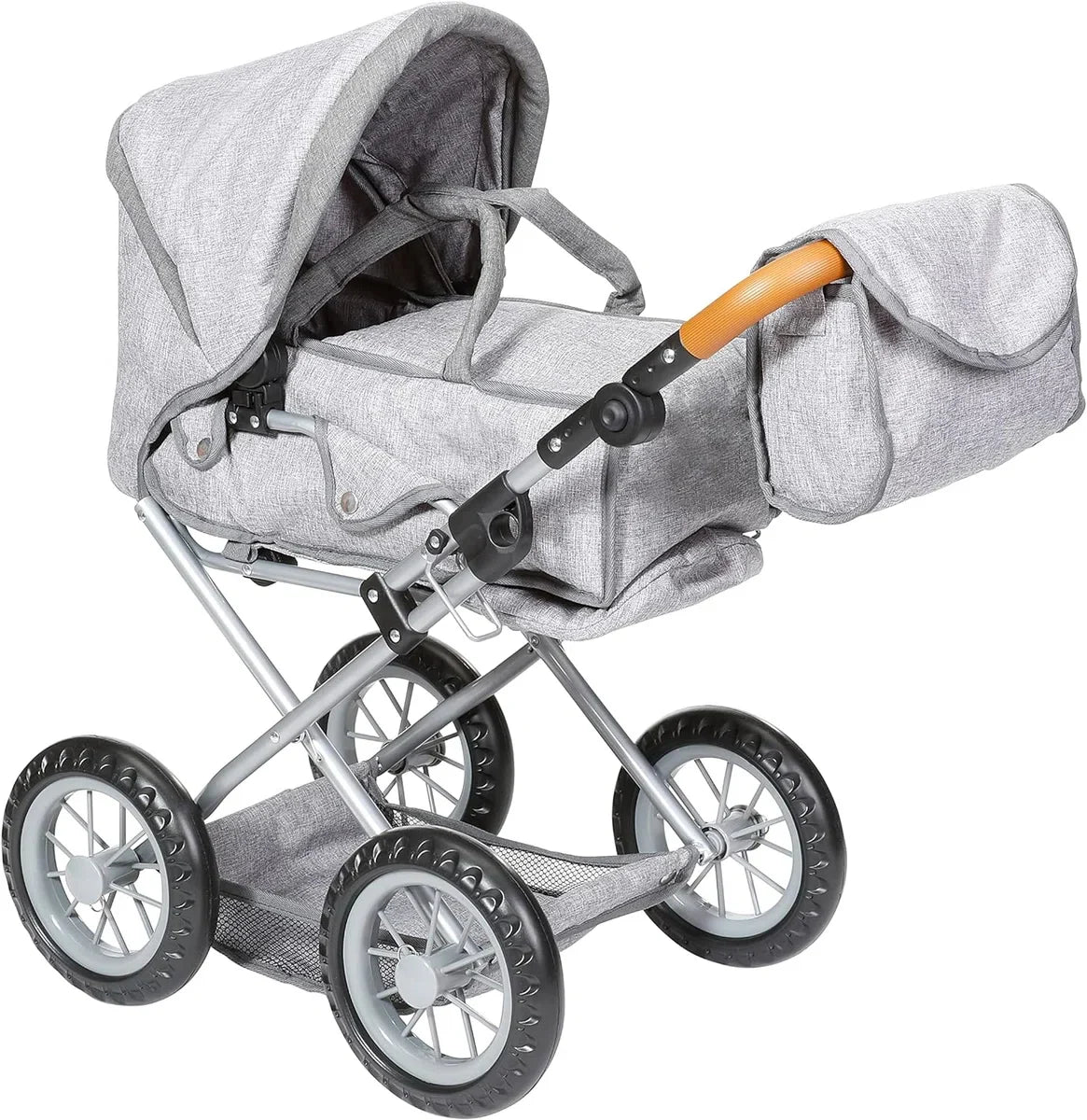 Poppenwagen Ruby-bruin, steen, 63132, grijs, 51 x 37 x 64 cm