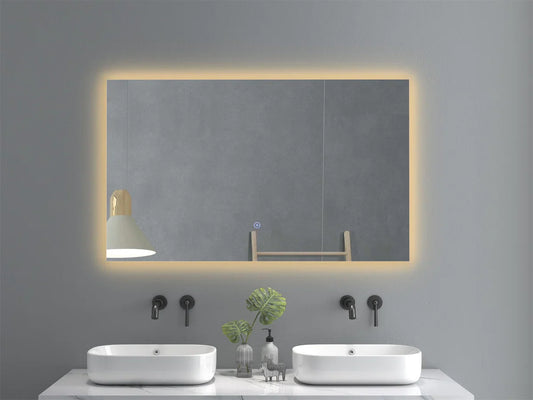Badkamerspiegel met LED verlichting en verwarming - 3 LED standen - Condensvrij - Dimbaar - Rechthoek 100x60 cm spiegel - Spiegel douche - Anti Condens - Inclusief ronde afvoerstop