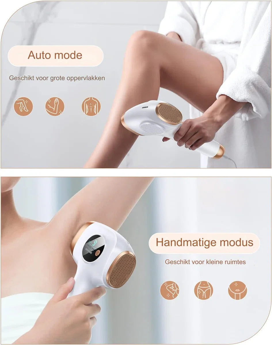 IPL Laser Hair Removal Device with 999,900 Flashes - 9 Energy Levels - Large Treatment Area 4 cm² - Painless Hair Removal for Men and Women - Includes Skin Rejuvenation and Acne Treatment - Suitable for Face, Body, Bikini Line and Armpits