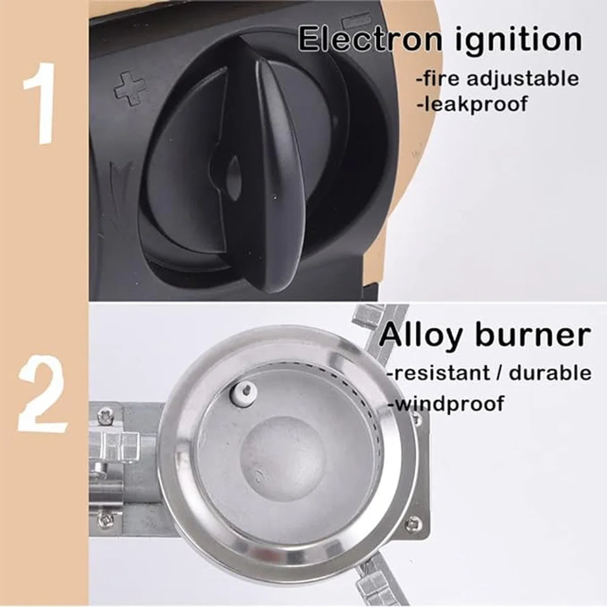 Camping Kooktoestel - Wit - Compatibel met Gaspatronen 227g, Camping Gas Cooker opvouwbaar met Foedraal, Opvouwbaar Campingfornuis, met piëzo ontsteking voor binnen/buiten, Camping Gasbrander. Onmisbaar bij Noodpakket, Backpack, Visspullen.