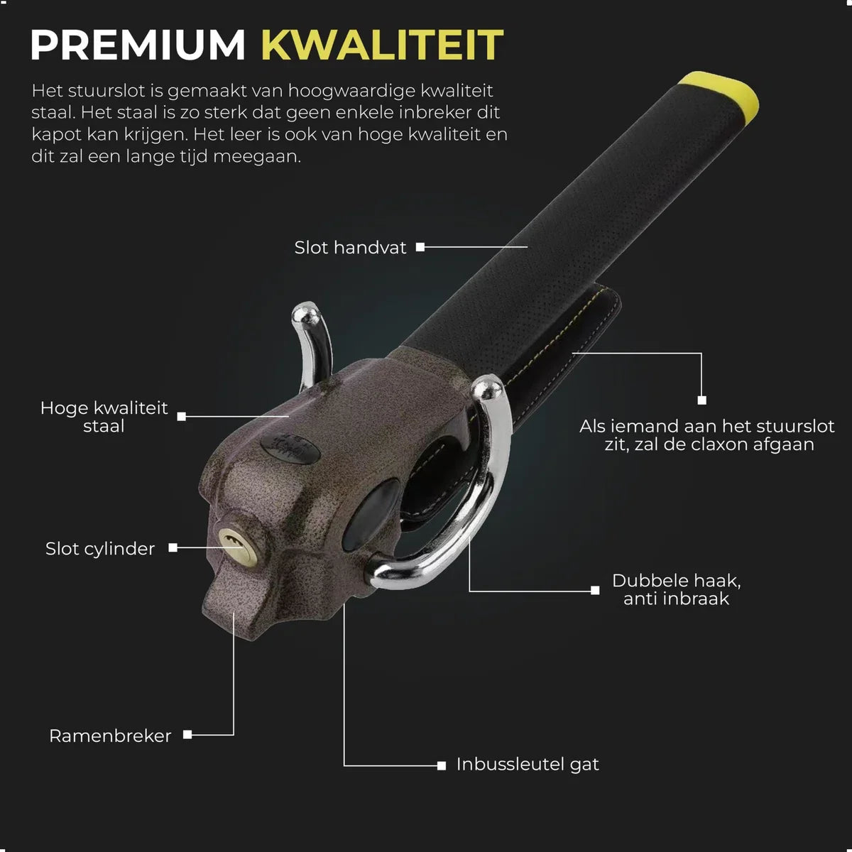 Gtrise Stuurslot Voor Auto - Stoplock - Auto - Camper - Pro - Met Ebook & Opbergtas