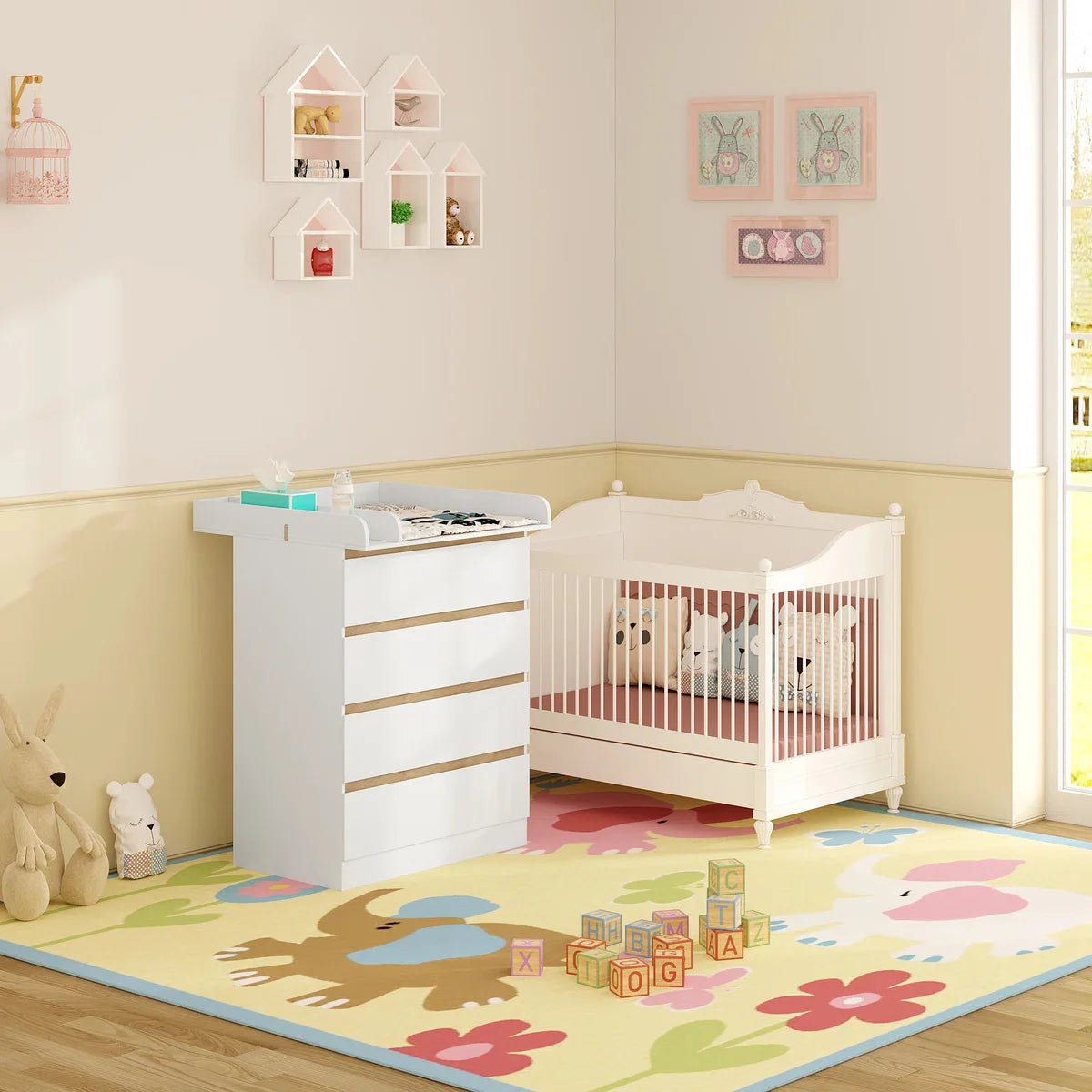 Baby Commode Ladekast - Multifunctionele Verzorgings- en Organisatieoplossing voor de Babykamer en Slaapkamer - Wit