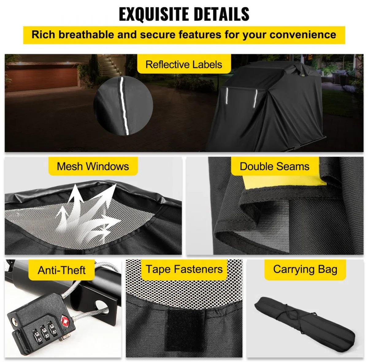 Heavy Duty Motorstalling Tent Hoes Opberggarage met TSA-combinatieslot en Draagtas