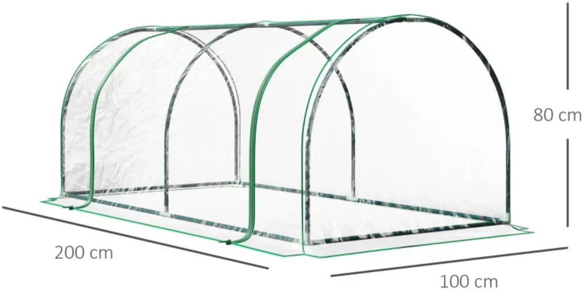 Tunnelkas - Tuinkas - Kweekkas - Broeikas - Kweektent - Kas - 200 x 100 x 80 cm - Transparant
