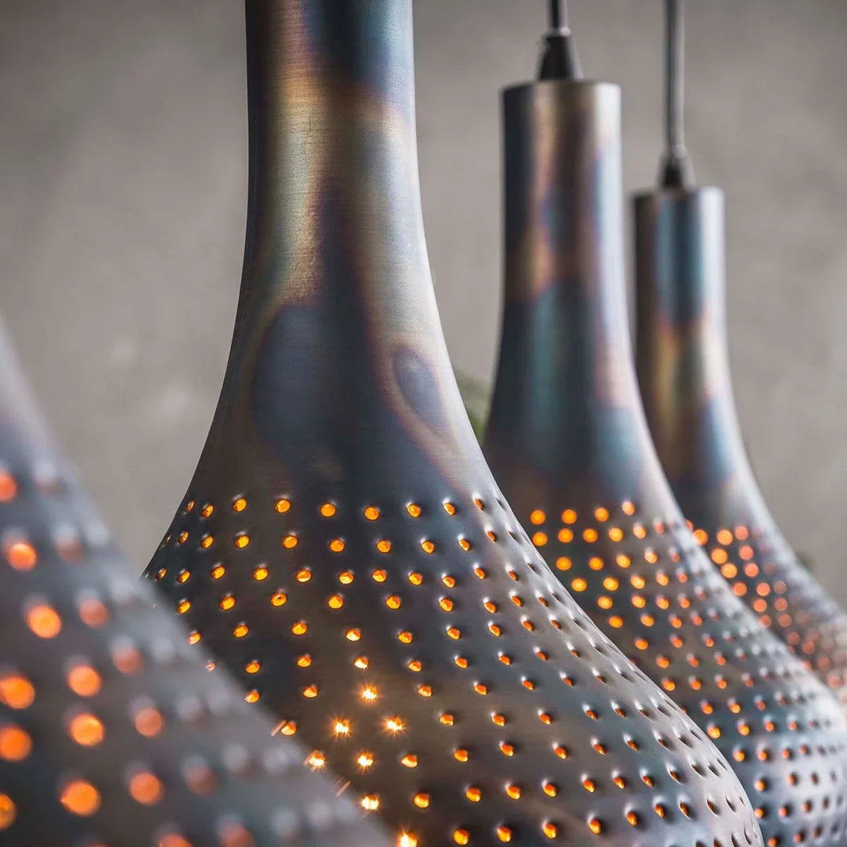 Rural industrial pendant lamp gunmetal | 4-light | brown/black | metal | height adjustable up to 150 cm | Ø 25 cm | dining room/dining table lamp | modern/atmospheric design