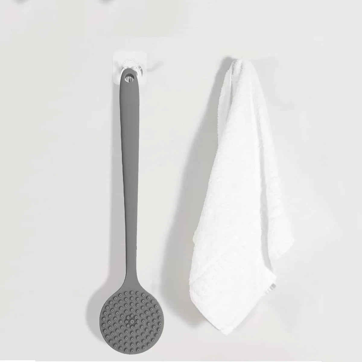 Siliconen lichaamsborstel, dubbelzijdige rugwasser voor onder de douche, doucheborstel, lange steel voor mannen en vrouwen, badborstel, doucheborstel voor diepe reiniging, badwasser exfoliërende massage
