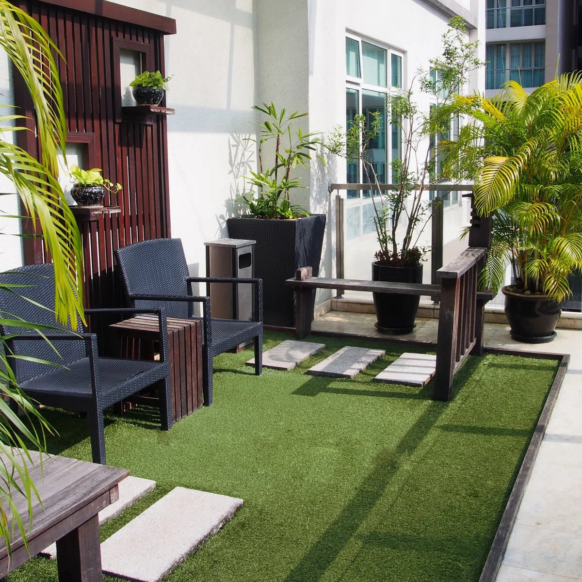 Tapiso Pure Green Kunstgras Groen 6mm Balkon Tuin Terras Grastapijt Maat- 300x300