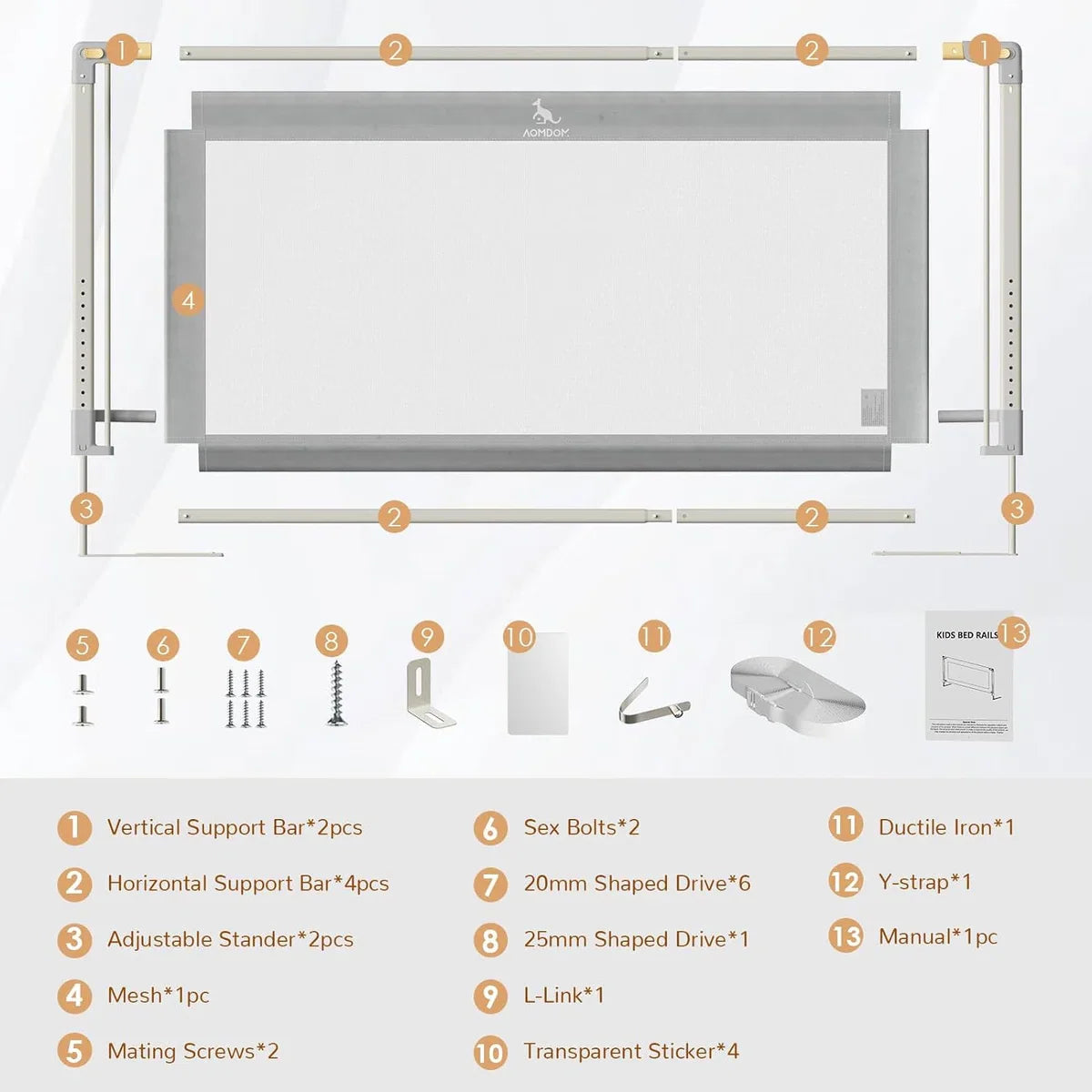 Bed Rail Fall Protection, 140 cm Bed Guard for Children, Bed Fall Protection [one side], Bedroom Accessories for Boys and Girls (for children aged 0 - 10 years)