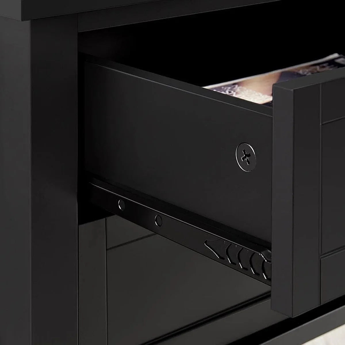 Set of 2 nightstands, night tables, with 2 drawers and shelf, side table, modern nightstand for bedroom/living room, black