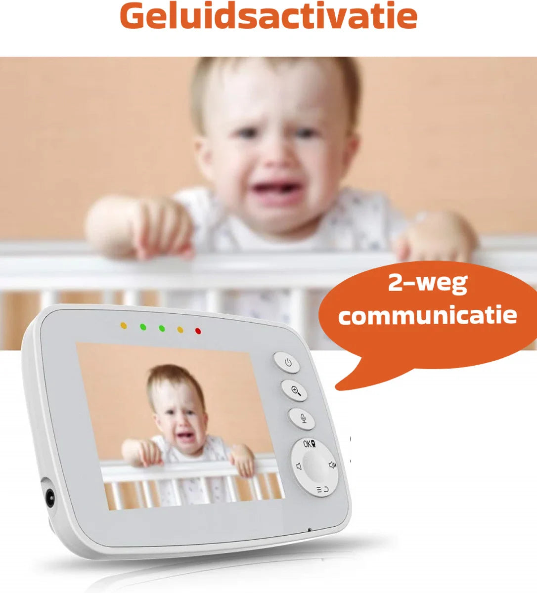 Wireless - Smart Electronic Baby Monitor - 3.2 inch HD - Wireless Motion Sensor Home Security Camera - 360° Manual Rotation - ECO Mode - Connect 4 Cameras - Suitable for Nursery, Living Room & Office