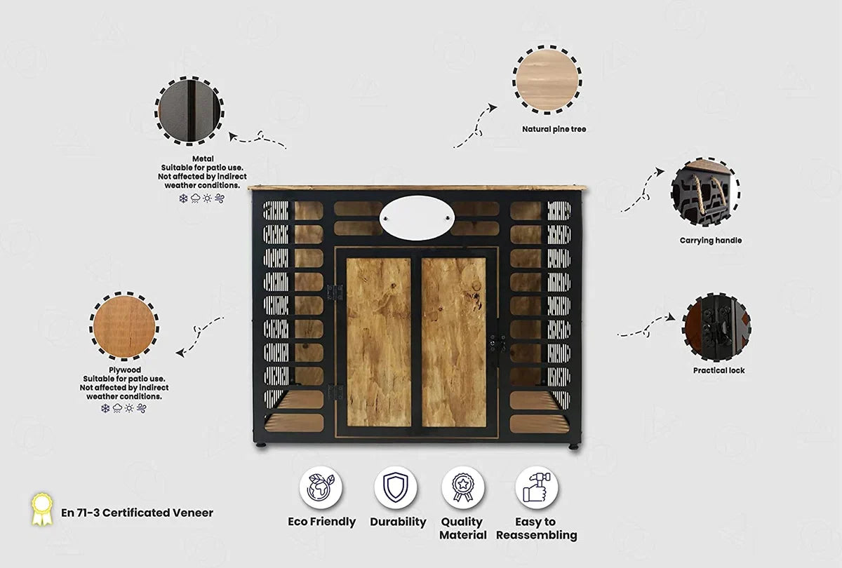 Dog crate - Dog kennel - Wooden dog crate - Indoor dog houses - Black - SMALL - 62x50x47 cm