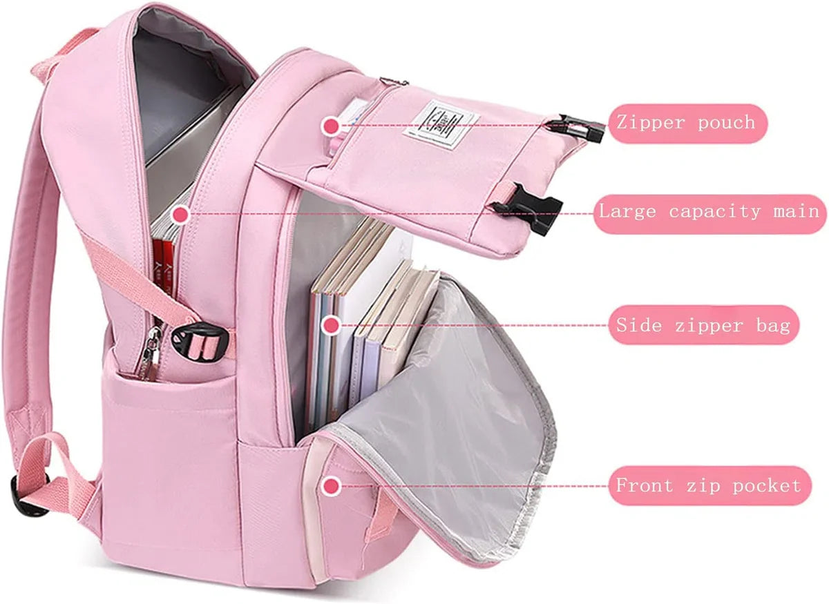 Backpack - Rucksack - School - Girls - Boys - Teens - Waterproof - Bookbag - 25 Litre - Pink