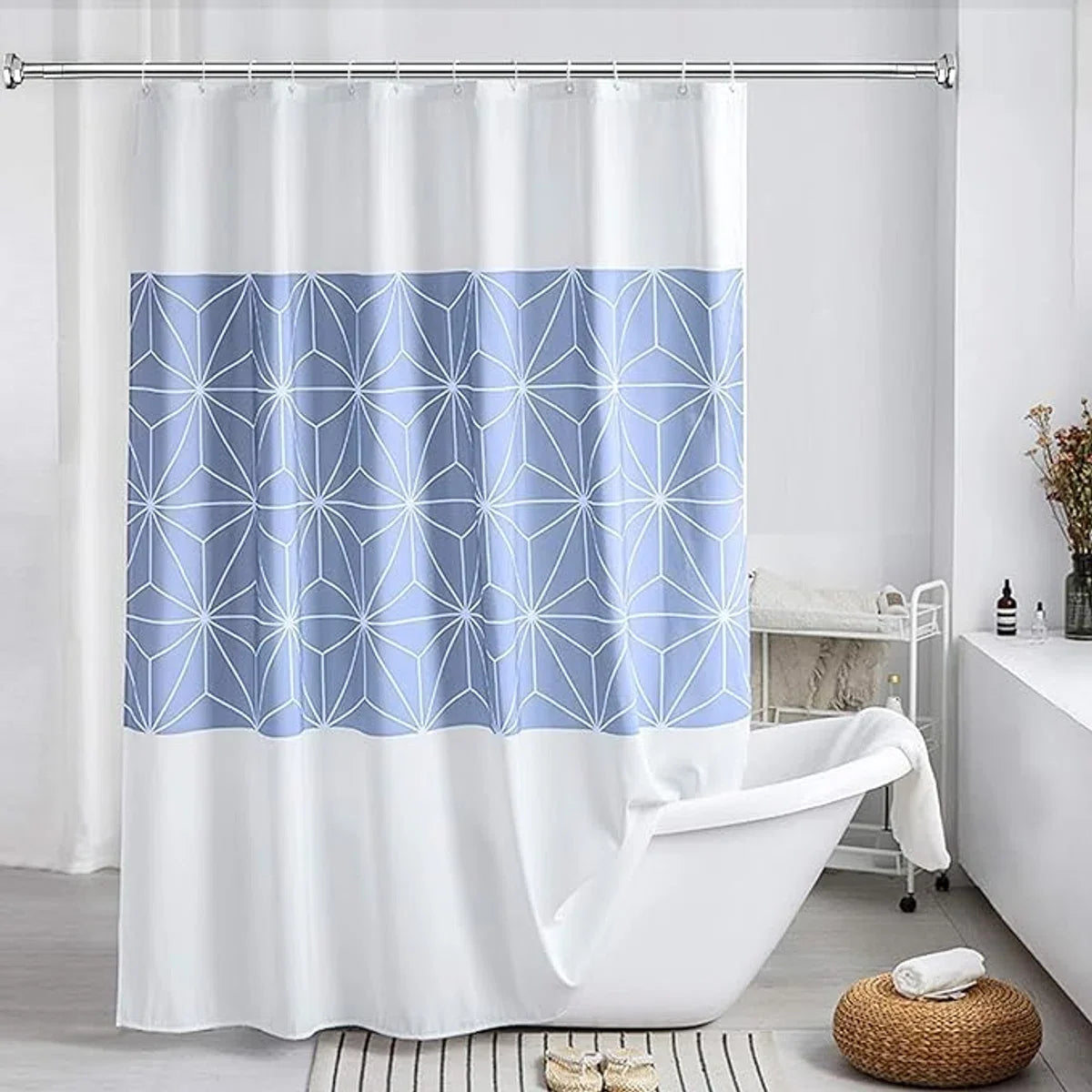 Douchegordijnstang, roestvrij staal, zonder boren en roest, antislip, verstelbare trekveerstang, uitschuifbare telescopische rail voor kast, badkamer, ramen of deuropeningen, 105-170 cm