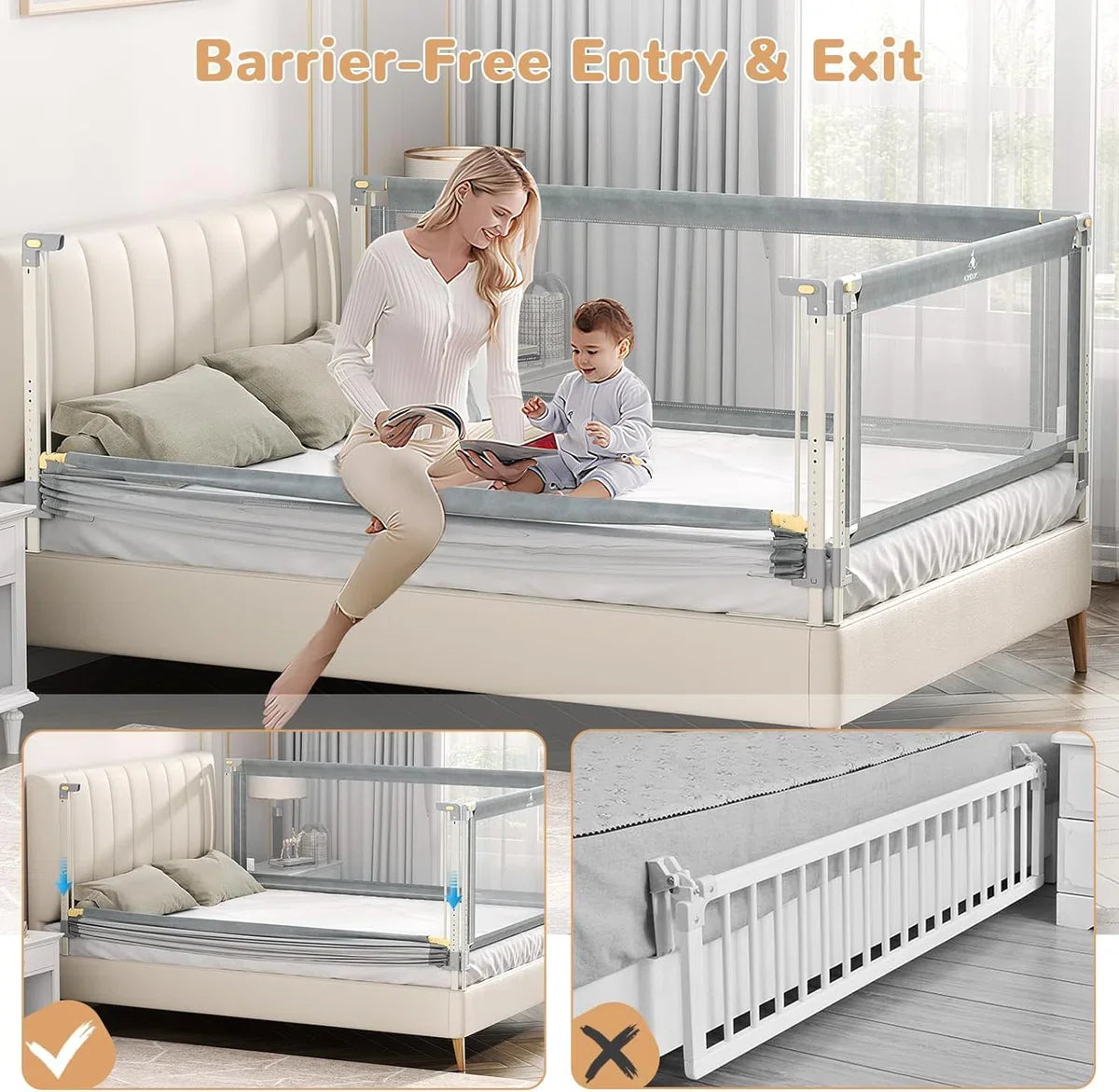 Bed Rail Fall Protection, 140 cm Bed Guard for Children, Bed Fall Protection [one side], Bedroom Accessories for Boys and Girls (for children aged 0 - 10 years)