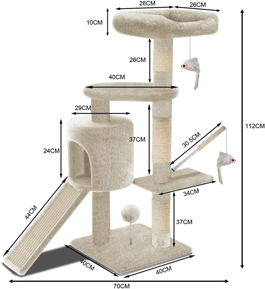 Cat Tree for Large Cats - Scratching Post - Cat House - Cat Pole - Cat Tower - Large Scratching Post - Climbing Wall