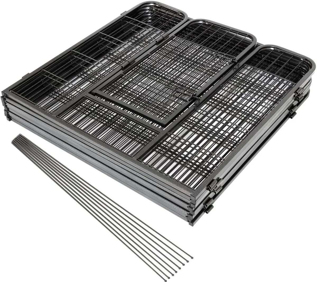 Topmast Premium Puppyren - 120 cm Hoog - 640 cm Omtrek - Hondenren - Hondenhok - Grijs Hamerslag