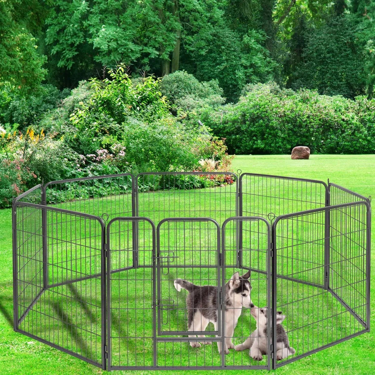 Topmast Premium Puppyren - 120 cm Hoog - 640 cm Omtrek - Hondenren - Hondenhok - Grijs Hamerslag
