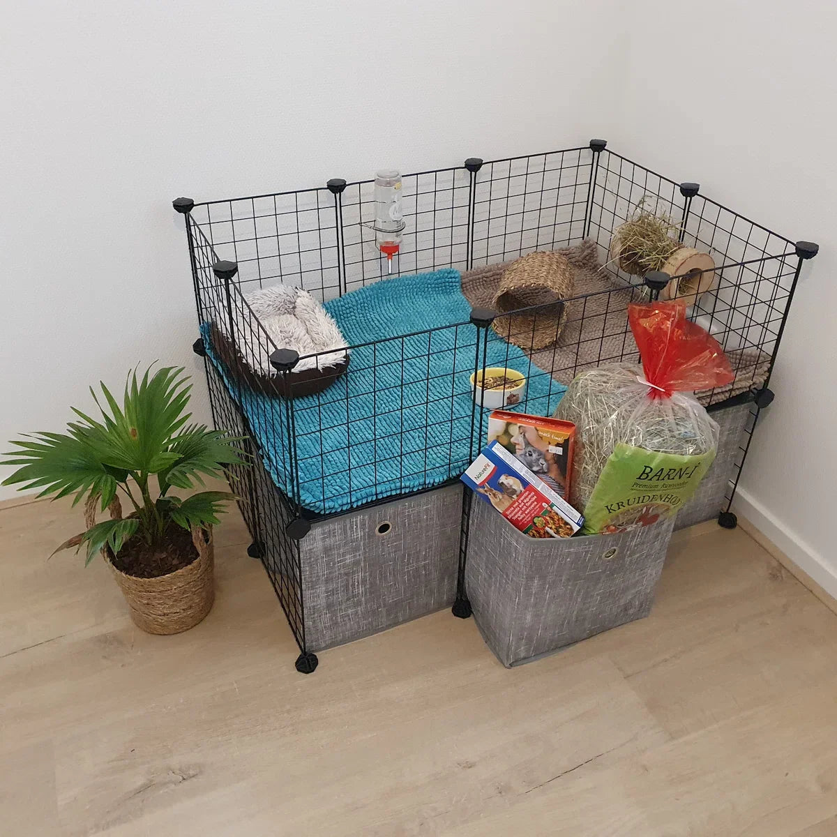 Pet cage with storage boxes - Rodent run - Guinea pig cage - Rabbit cage - Guinea pig run - Rodent cage for indoor and outdoor use - Modular cage