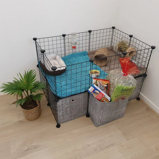 Pet cage with storage boxes - Rodent run - Guinea pig cage - Rabbit cage - Guinea pig run - Rodent cage for indoor and outdoor use - Modular cage
