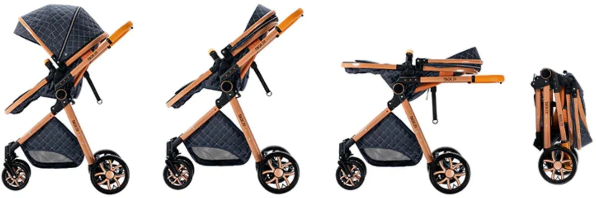 3-in-1 Stroller - Luxury Stroller - Buggy - Pram - Multifunctional - Foldable - Including Car Seat - Blue