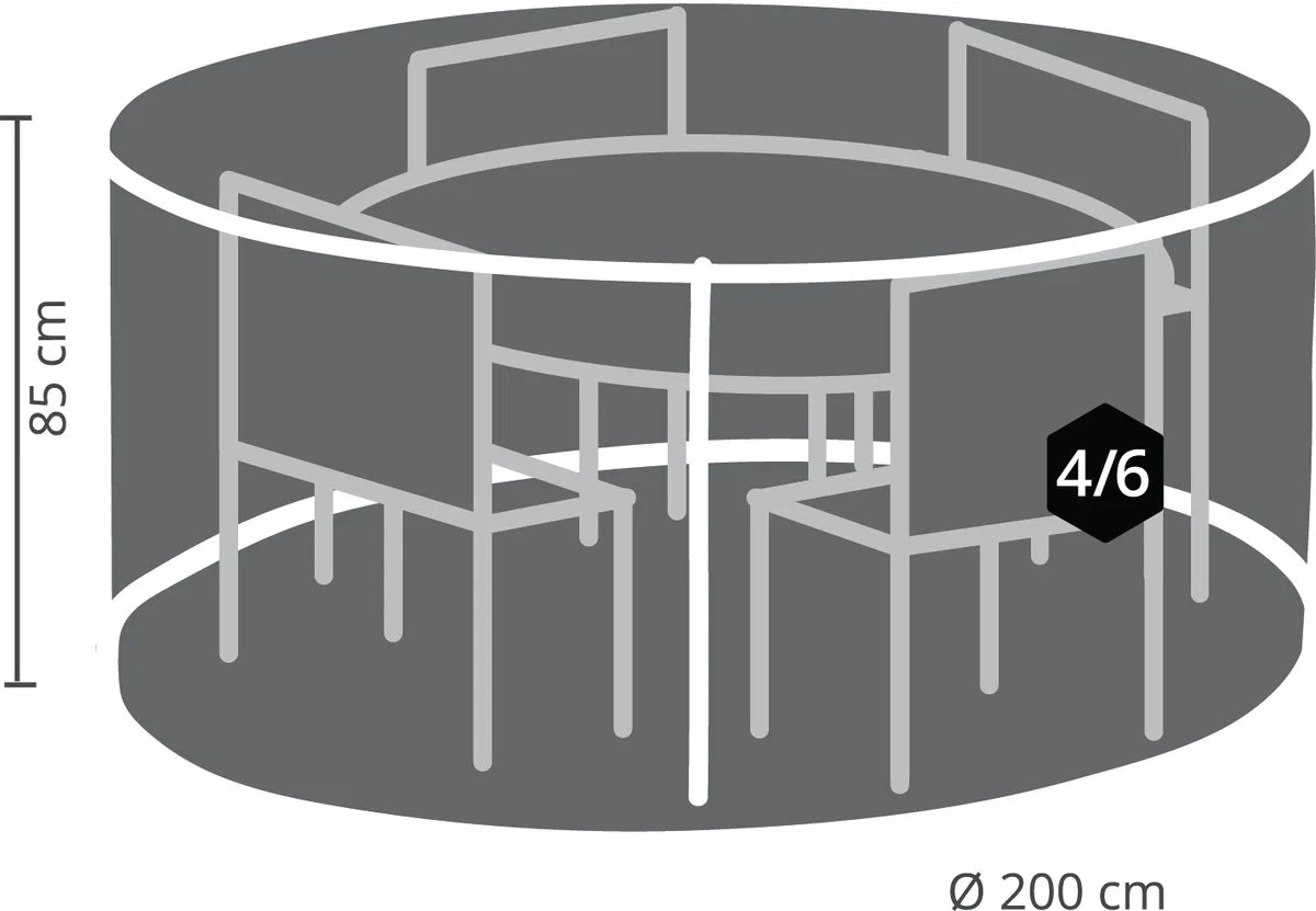 Tuintafelhoes Ronde tuintafelhoes Ø 200x85 cm | Topkwaliteit beschermhoes TÜV gecertificeerd