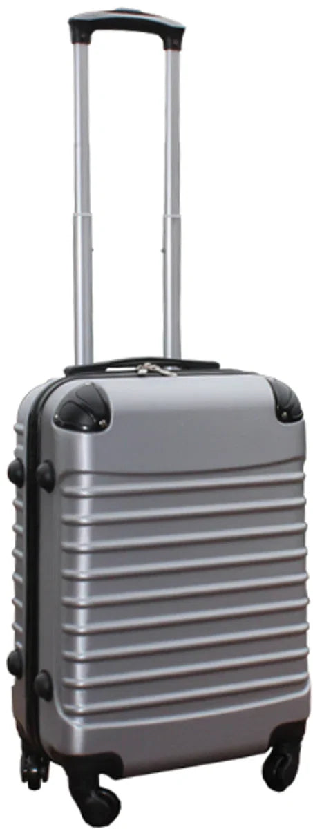 Kofferset 2-delig ABS handbagage koffers - met cijferslot - 39 liter - zwart - zilver