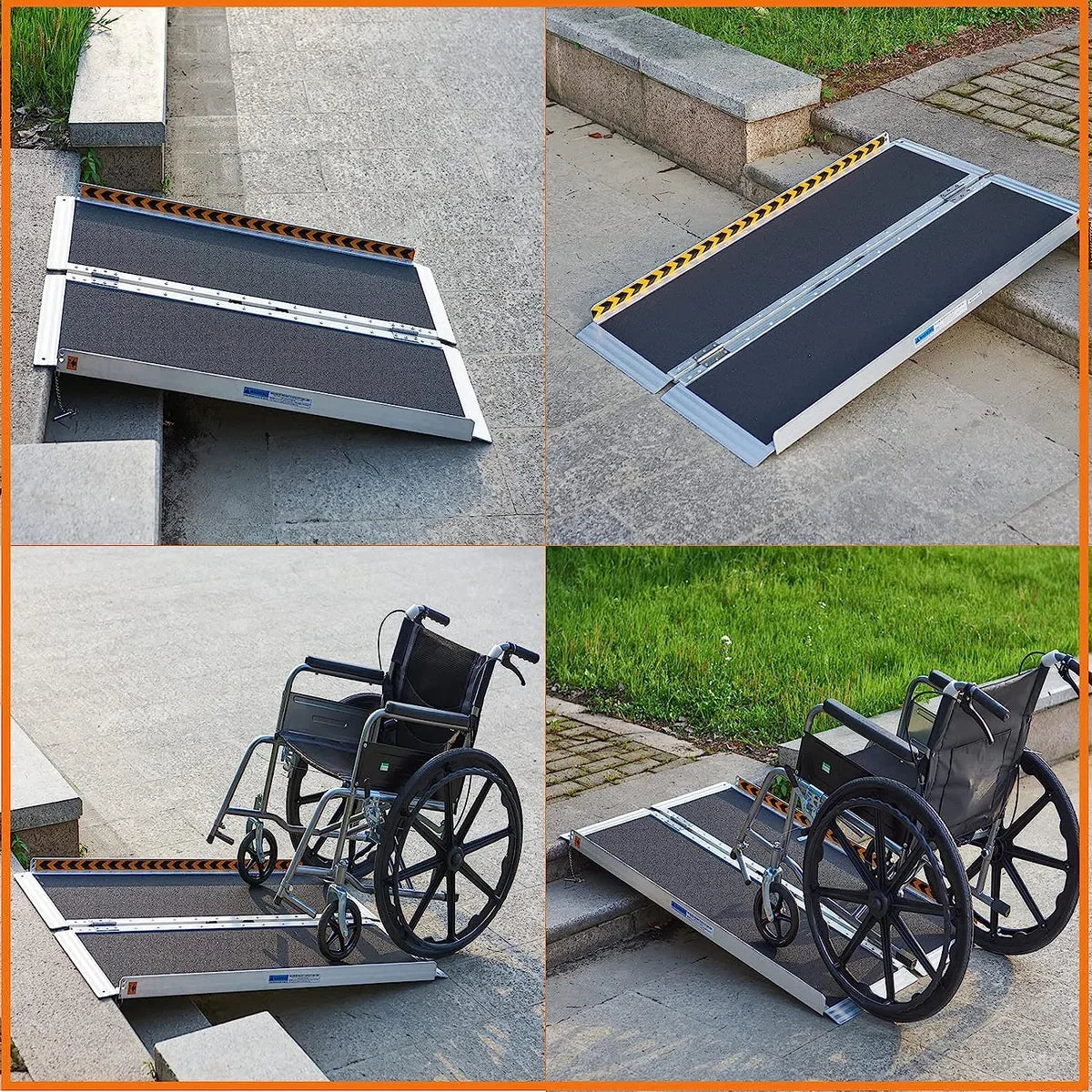 Oprijplaat Brug - Opvouwbaar tot 272 kg - tot 90 cm - 362 kg Capaciteit - Rolstoelhellingen voor trappen - Verstelbare Aluminium Oprit - Draagbaar met Handvat - Antislip Oppervlak Rolstoelhelling voor Thuis - Trappen
