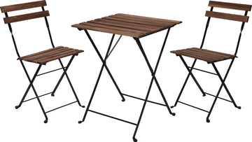 Bistro set - Tuintafel en stoelen - Zwart - Metaal - Hout