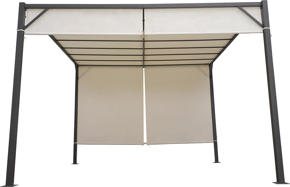MaxxGarden Pergola - Partytent - Tuinpaviljoen met één gesloten zijkant - 3x3x2,3 m - Crème