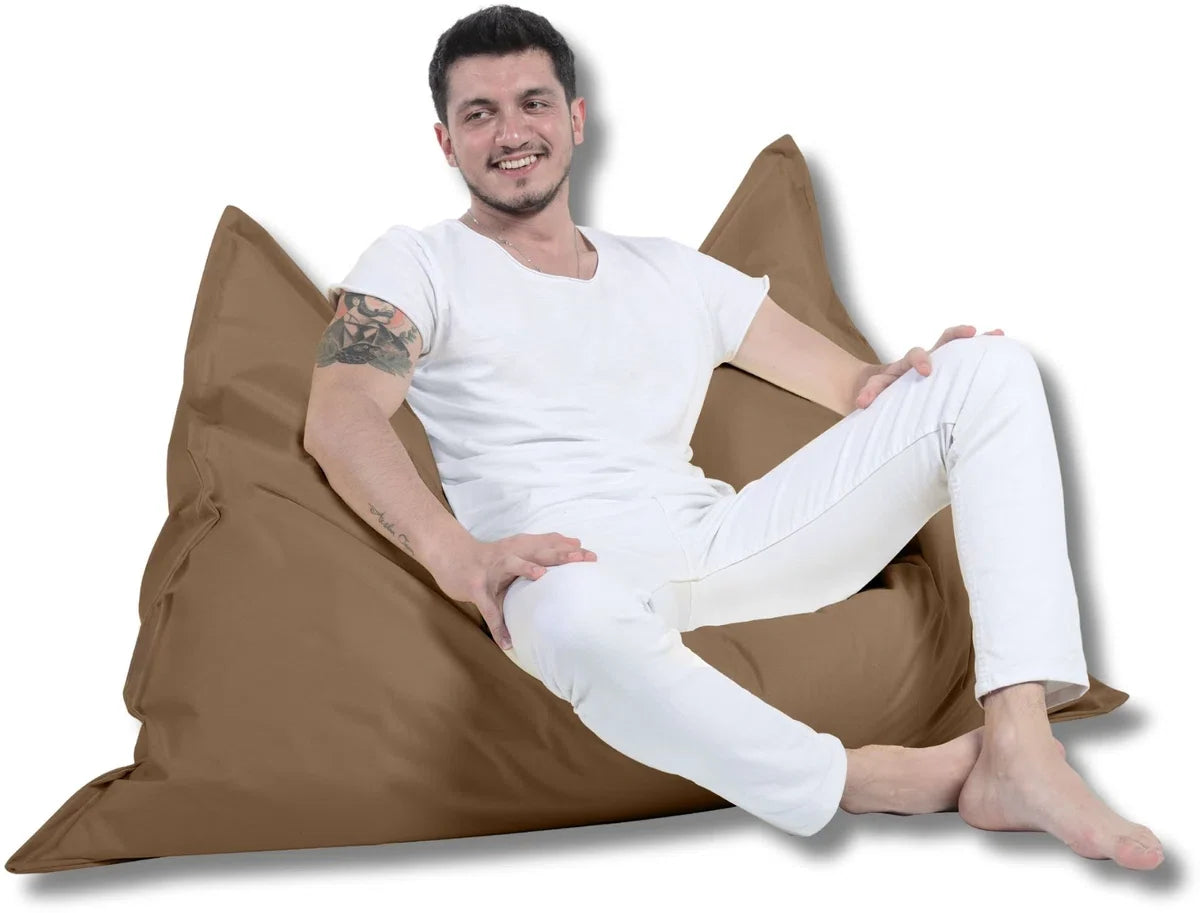 Large Pillow Bean Bag, Seat Cushion 100x150, Fatboy, Adults & Children, Indoor Outdoor-Mocha Brown