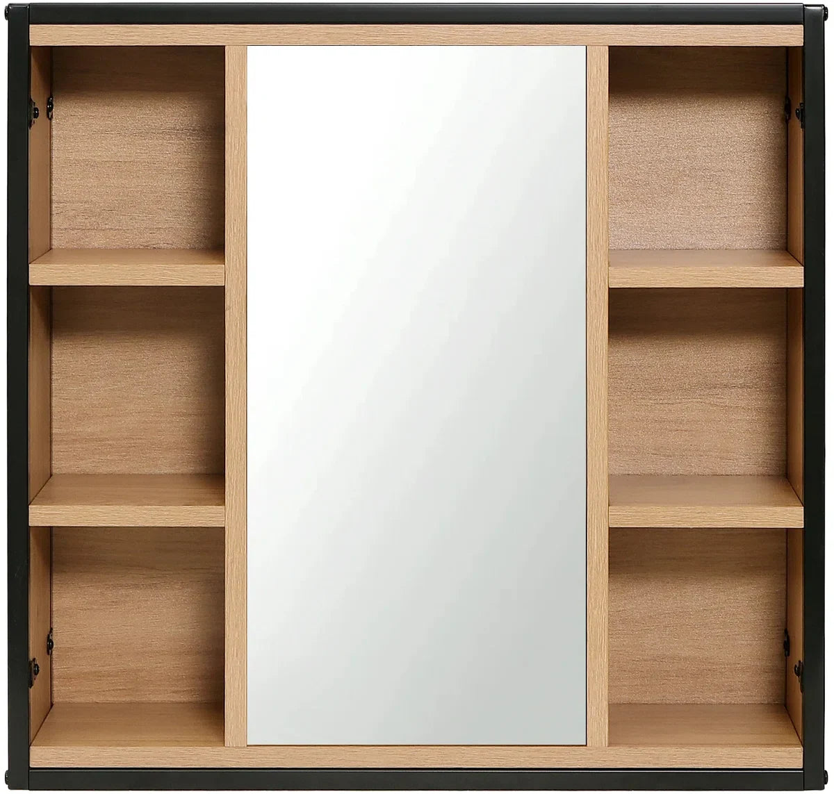 Mirror cabinet - Top cabinet - Bathroom cabinet - Wall-mounted bathroom cabinet - Brown - Black