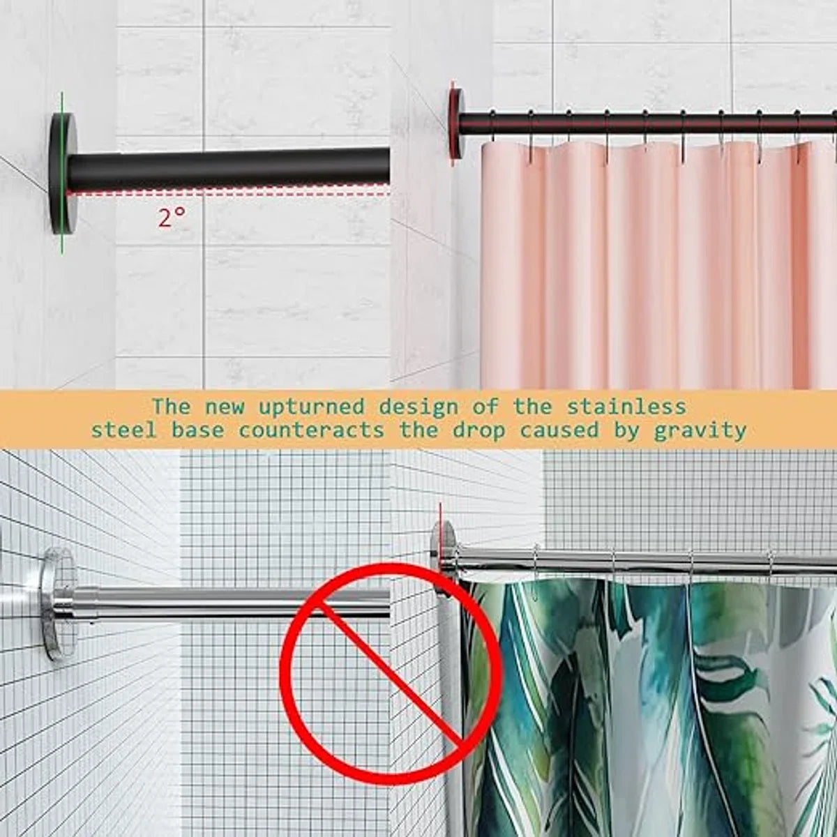 Extendable 304 Stainless Steel L-Shaped Bathroom Shower Curtain Corner Bathtub Rod (Black, 70-100 x 70-100 cm)
