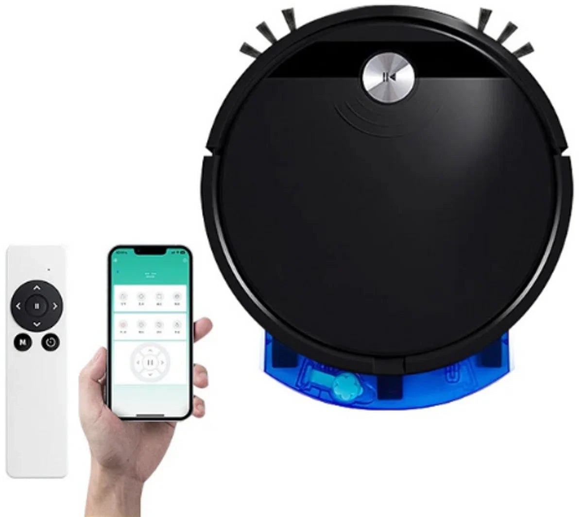 Robotstofzuiger met dweilfunctie - Slimme navigatie - Val- & objectdetectie - Dweilrobot - Vloerdetectie - Robotstofzuiger voor huisdieren - Inclusief app en afstandsbediening - Zwart
