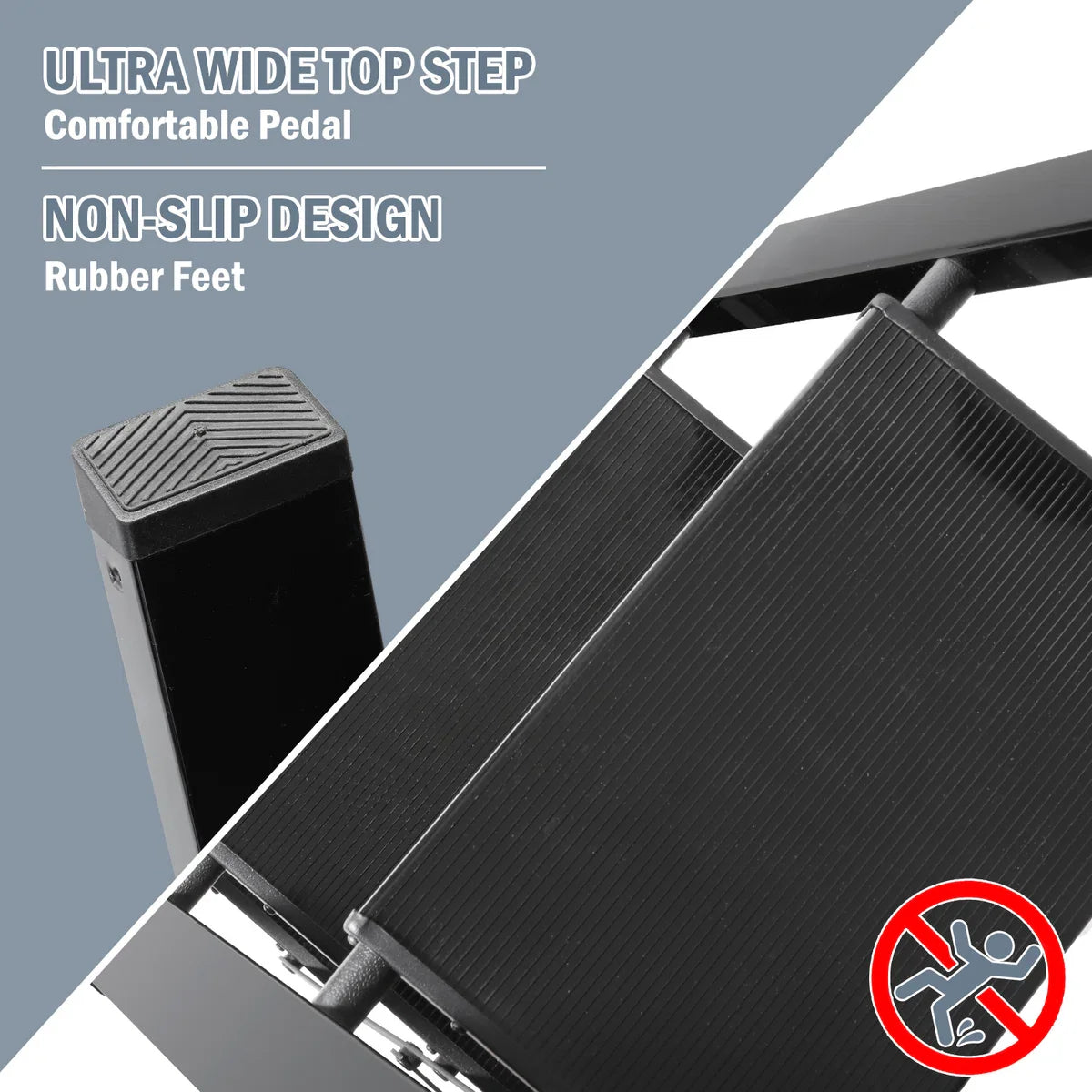Trapladder Opvouwbare ladder 4 Treden Keukentrap Inklapbaar - Antislip - Trap Ladder Alu Zwart