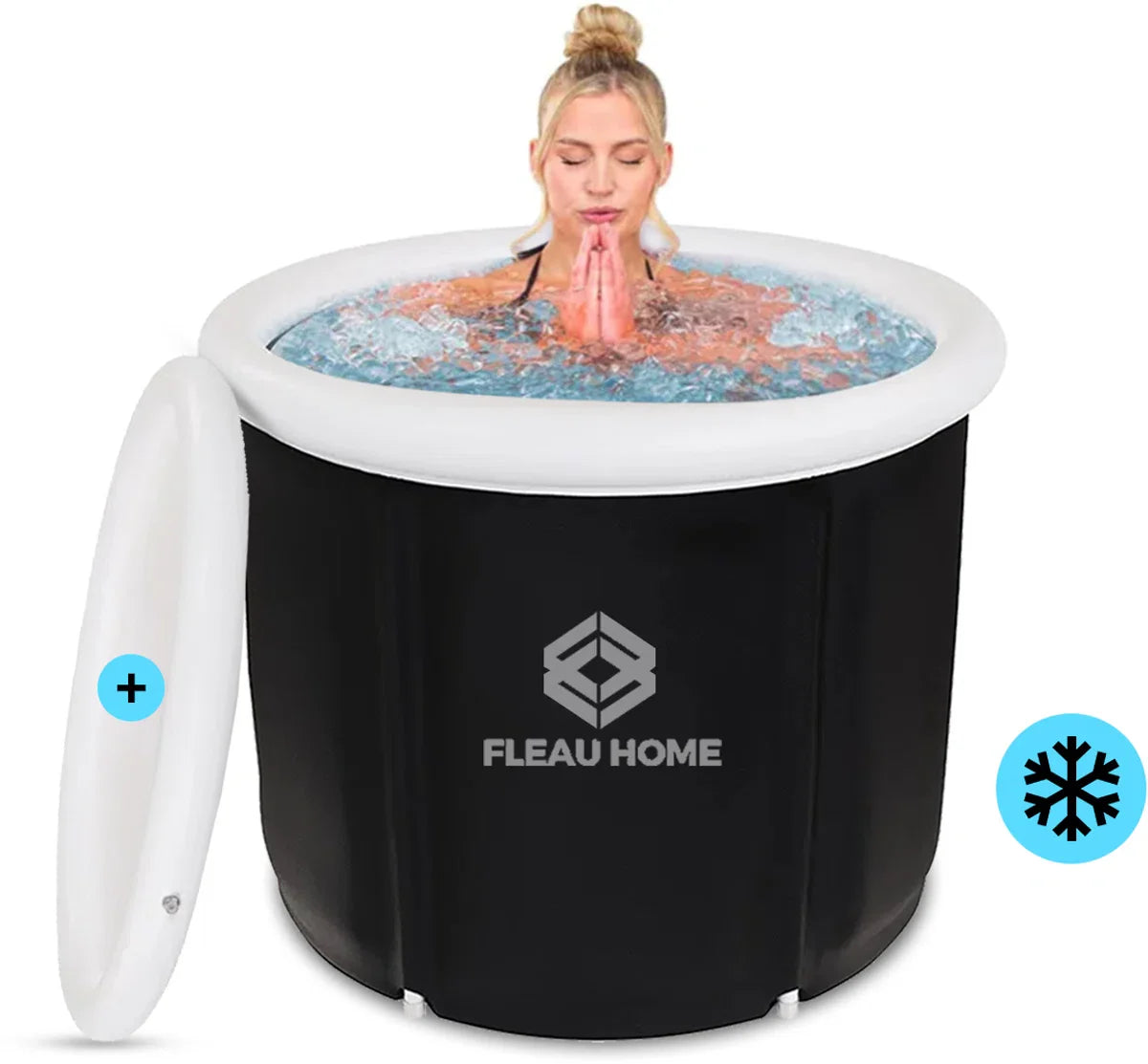 IJsbad XL - Zitbad met deksel & pomp - Ingebouwd zitkussen - Isolerend - Dompelbad - Opblaasbad - Bath Bucket - Ice Bath - Bad - Opblaasbaar - Wim Hof-methode
