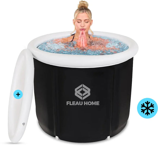 IJsbad XL - Zitbad met deksel & pomp - Ingebouwd zitkussen - Isolerend - Dompelbad - Opblaasbad - Bath Bucket - Ice Bath - Bad - Opblaasbaar - Wim Hof-methode