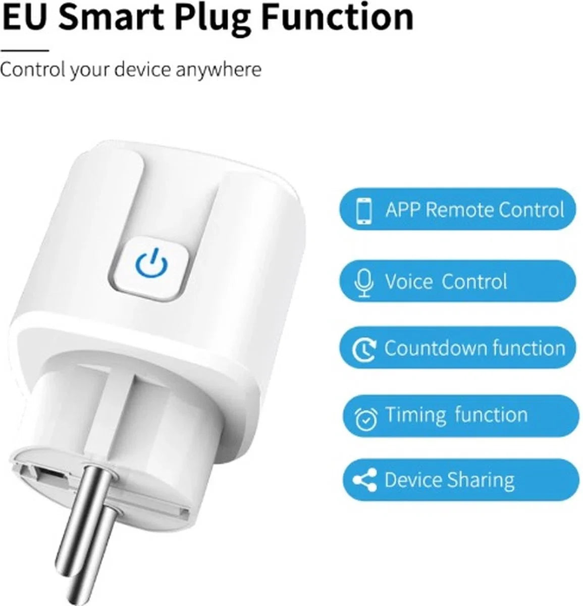 8 stuks - Slimme Stekker - WiFi - Smart Plug - Google Home & Amazon Alexa - Tijdschakelaar & Energiemeter via Smartphone App - Smart Home