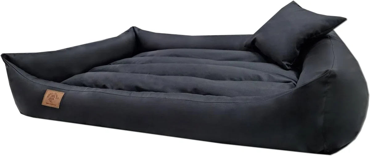 XXL Dog bed in black artificial leather - dog cushion dog sofa cat bed dog basket - waterproof
