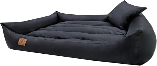 XXL Dog bed in black artificial leather - dog cushion dog sofa cat bed dog basket - waterproof