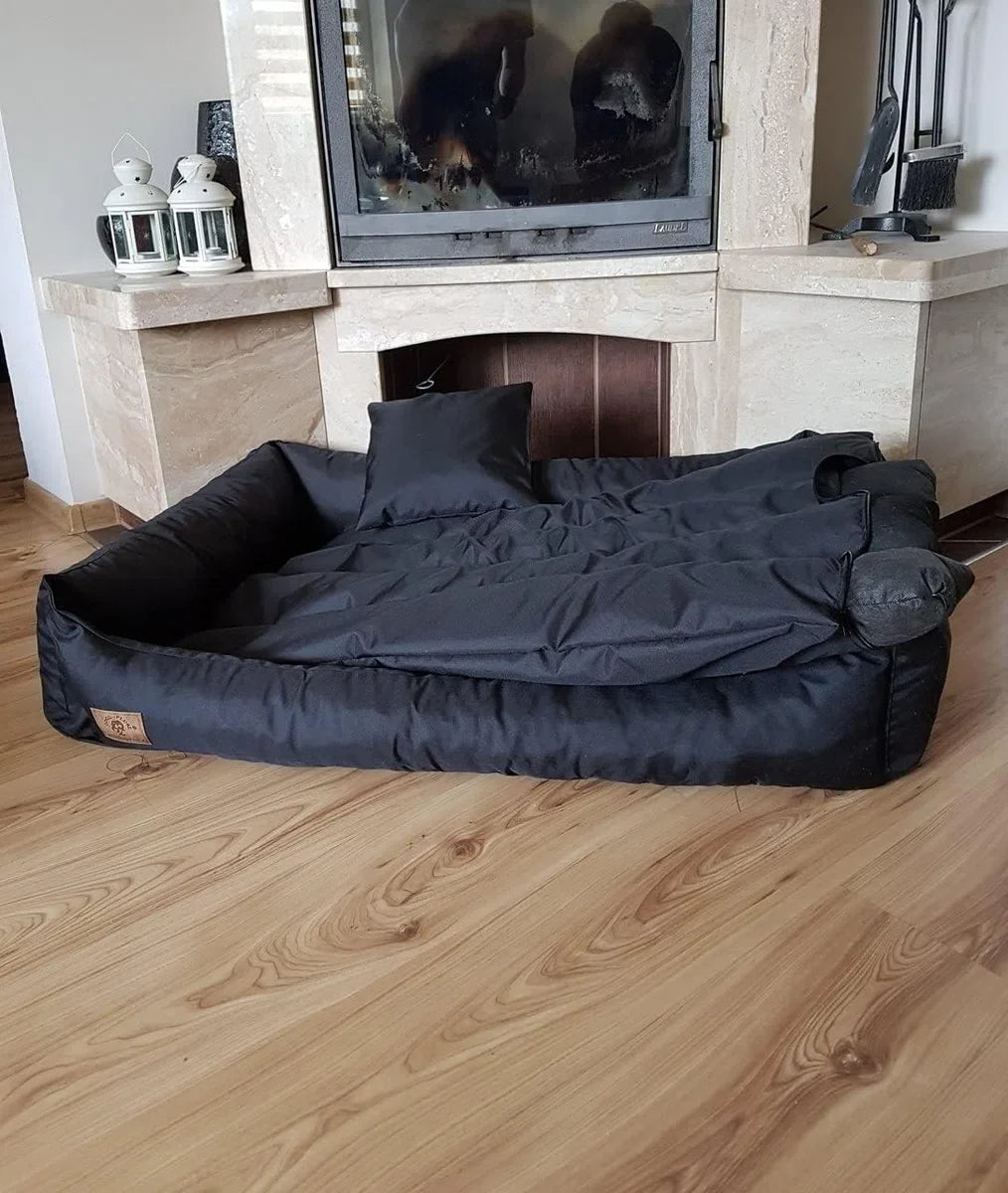 XXL Dog bed in black artificial leather - dog cushion dog sofa cat bed dog basket - waterproof