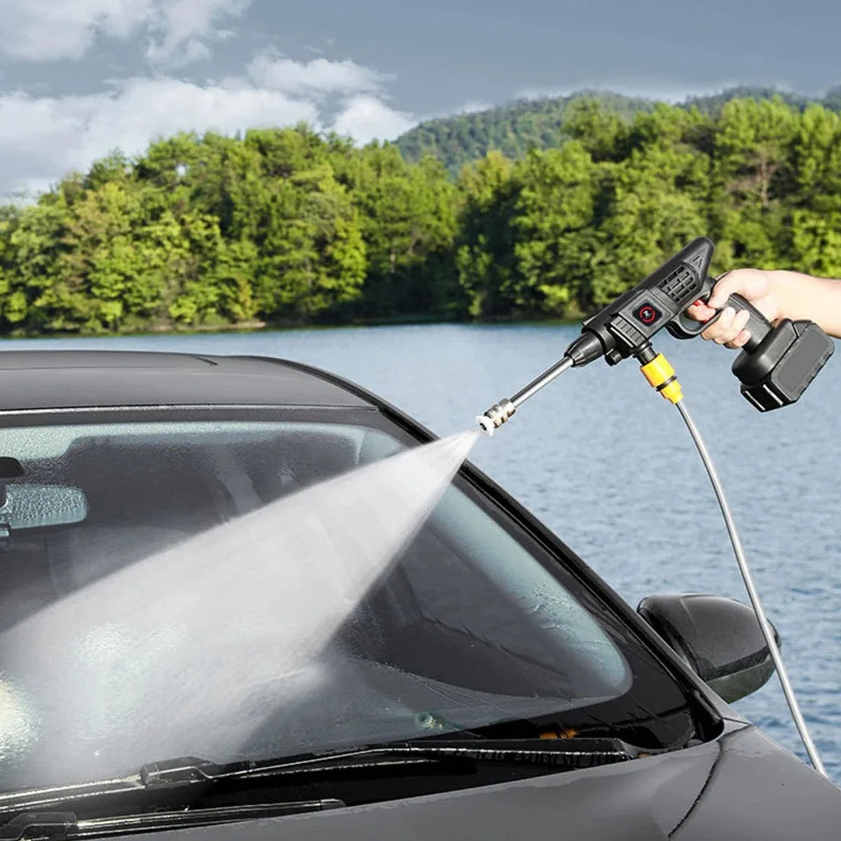Elektrische hogedrukreiniger - 200W - Draadloos - 10000mAh batterij - Hogedrukreinigers - Terrasreiniger - 21V Accu - Auto Wassen - Water - Met hogedrukreinigeraccessoires - Reinigingsmachine
