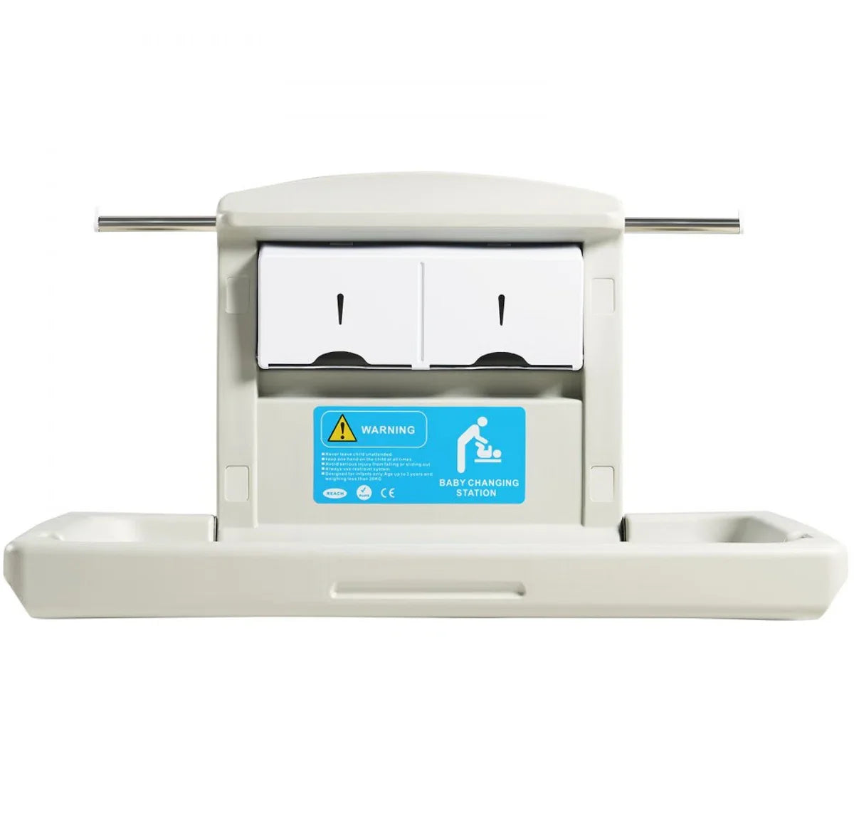 Wall-mounted changing unit, detachable changing table changing trolley, grey changing table with changing mat, safety belt, space-saving and stable, changing rack 20 kg carrying capacity baby