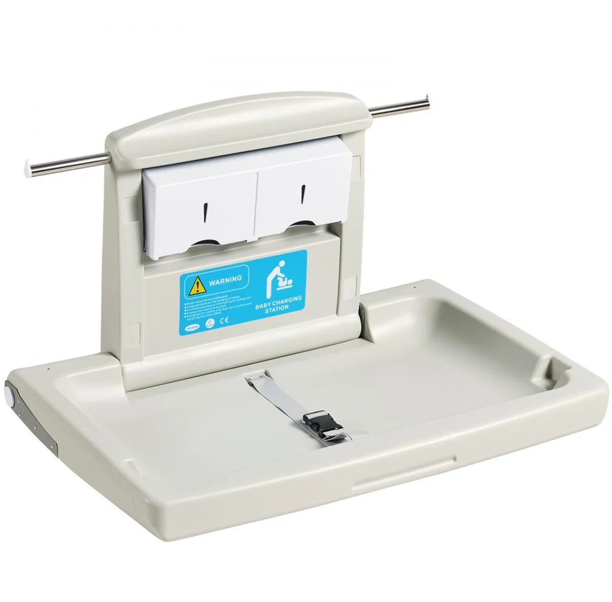 Wall-mounted changing unit, detachable changing table changing trolley, grey changing table with changing mat, safety belt, space-saving and stable, changing rack 20 kg carrying capacity baby