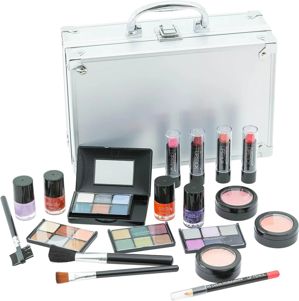 make-up set - Fashion Train Koffer met Professionele Make-up Kit voor Ogen, Gezicht, Nagels & Lippen - Make-up Cadeauset voor Meisjes, Tieners en Vrouwen - Beautycase