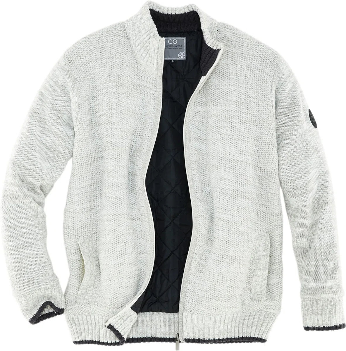 Men’s knitted zip-up gilet | lightly padded | sizes M-4XL | light grey