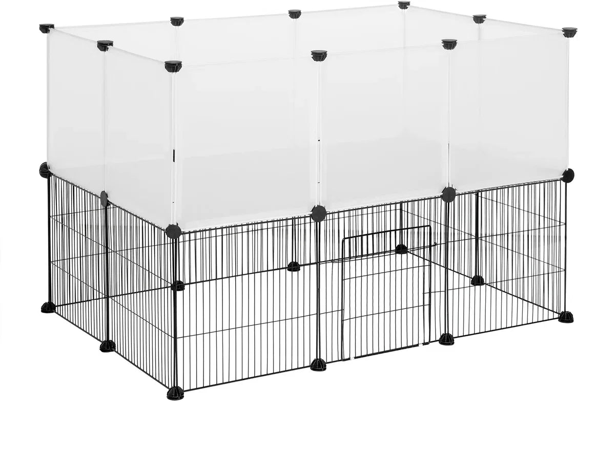 Pet enclosure - Cat enclosure - Dog enclosure outdoor - Indoor rabbit hutch - Rabbit run - Chicken coop - Run - Outdoor animal enclosure - 107 x 72 x 72 cm - White