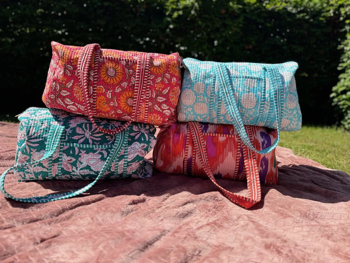 Weekendtas - Schoudertas - India - Luiertas - Groot - Dufflebag - Rood Oranje bloemen