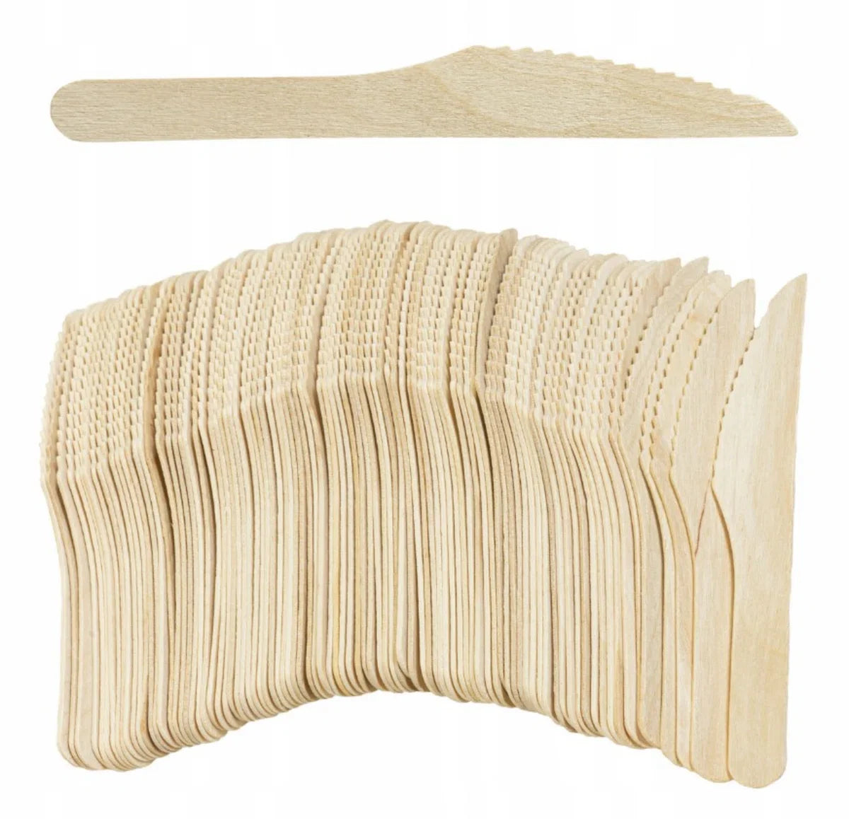 500 pieces x Wooden disposable cutlery set eco/environmentally conscious - 100 cardboard plates 23cm + 100 cardboard cups 240ml + 100 forks 16cm + 100 knives 16cm + 100 organic napkins 33x33cm